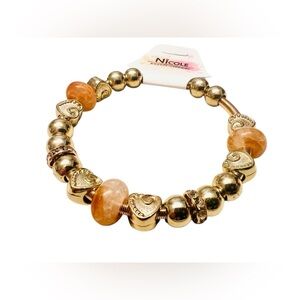 Nicole Bohemian Heart Bracelet - Peach & Gold-Toned